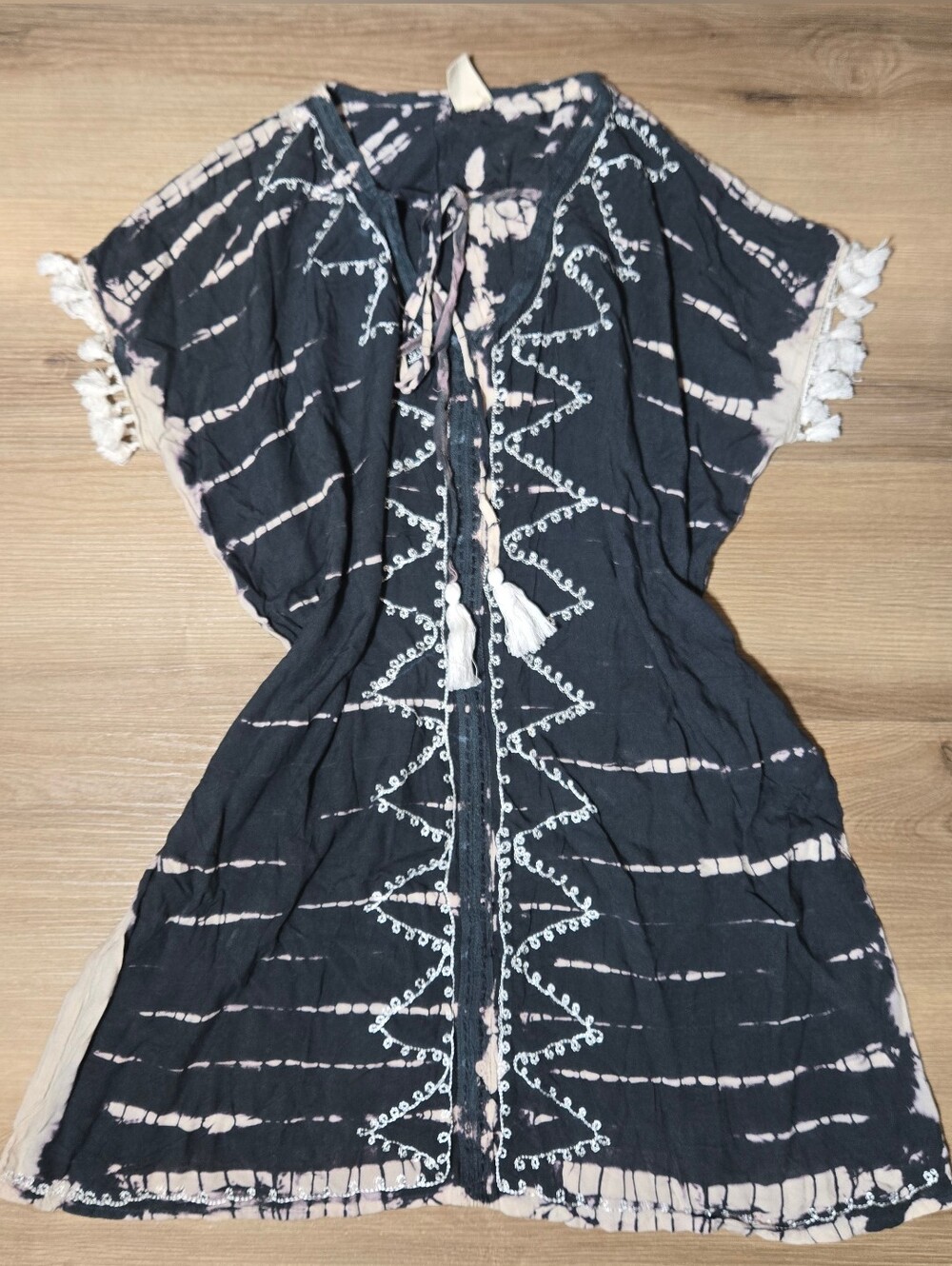 Beach By Exist Black and Cream Tie-Dye Dress
